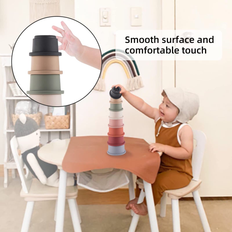 Zyflsq Stacking Cups Baby Toy  Nesting Cups 8 Pcs With Pattern For Kid Baby 6 Months And Up Montessori Toy  Bath Toys - Image 3