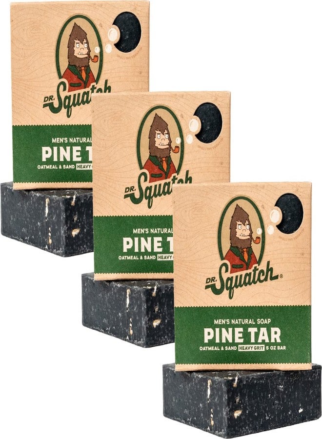 Dr. Squatch Natural Bar Soap for Men - Cold Process Soap with No Harsh Chemicals - Pine Tar (5 oz, 3-Pack) - Image 1