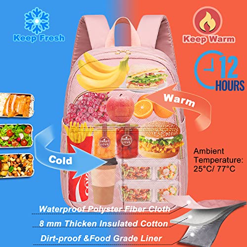 Weitars Lunch Backpack For Women,20L Backpacks Cooler Insulated,Back pack Lunch Bag For Women Work With Side Pocket,LunchBox Backpack For Picnic Camping - Image 5