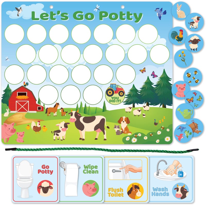 Bright Seed Reusable Magnetic Animals Potty Chart, Potty Training for Boys, Potty Training Chart for Toddler Girls, Potty Training Rewards Boys, Sticker Chart Kids, Potty Training Chart for Toddlers - Image 1