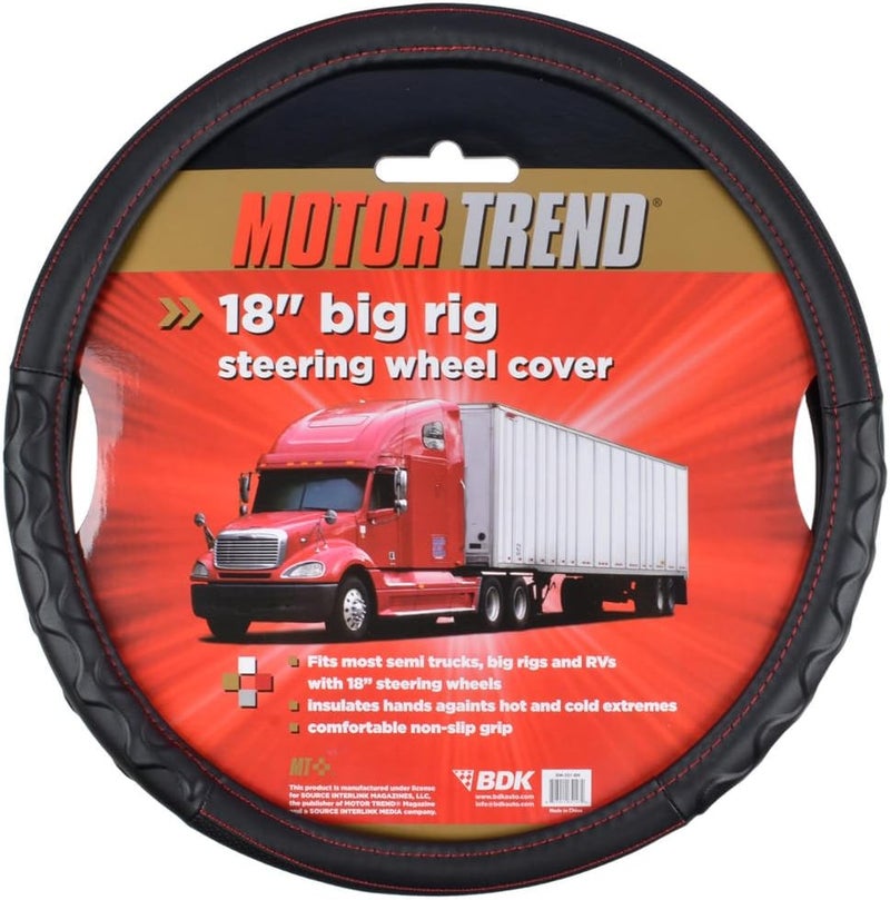 BDK Motor Trend 18-Inch Steering Wheel Cover for Big Rigs and Trucks - Black - Image 3