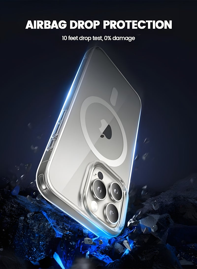 جراب لموبايل ايفون 13 برو ماكس ماج سيف شفاف يدعم الشحن اللاسلكي المغناطيسي، حماية ضد الصدمات، مقاوم للخدش لموبايل ايفون 13 برو ماكس - شفاف - Image 4