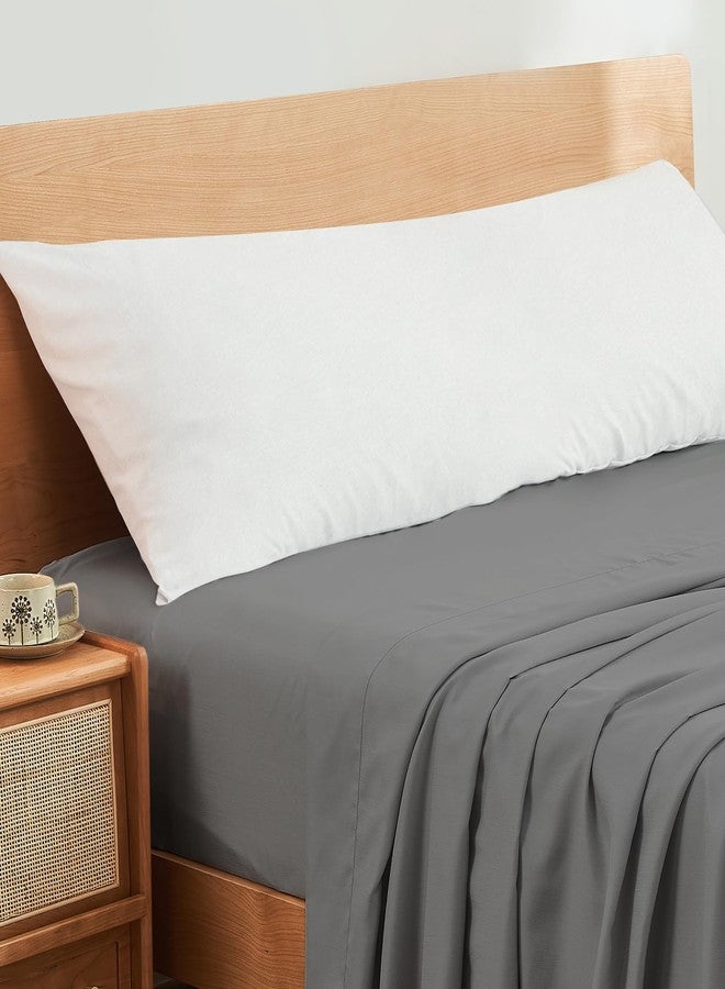 جو جرين غطاء وسادة للجسم من قماش رايون الخيزران المقاوم للماء من جوجرين مع سحاب، غطاء وسادة يسمح بمرور الهواء، غطاء وسادة بارد مع سحاب، غطاء وسادة ناعم (عبوة واحدة، مقاس 20 بوصة × 54 بوصة، أبيض، تيري) - Image 1