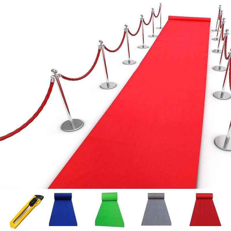 سجاد سAI براسيدا غير منسوج 6 أقدام عرض × 15 قدم طول - لون أحمر - للزفاف - الحفلات - الفعاليات - الفنادق - المكتب - المنزل - المعارض - زينة المسرح مع 1 قاطع NWZRT3