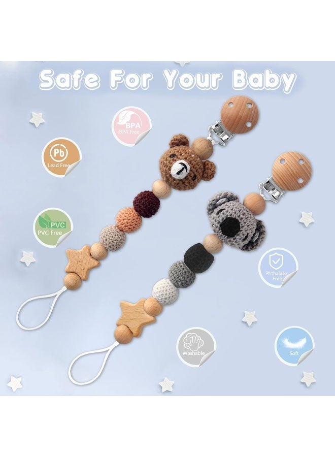 Pacifier Clip,Pacifier Clips for Boys and Girls  Cute Koala Handmade Knitted Pacifier Holder Fits for Most Pacifier, Baby Teethers, Baby Shower and Baby Gift - Image 5