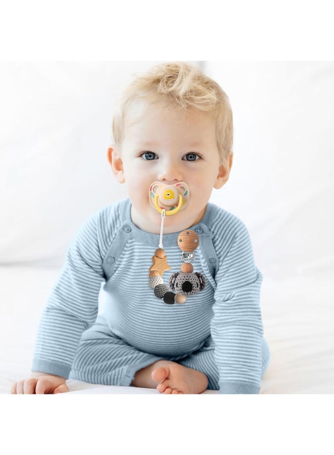 Pacifier Clip,Pacifier Clips for Boys and Girls  Cute Koala Handmade Knitted Pacifier Holder Fits for Most Pacifier, Baby Teethers, Baby Shower and Baby Gift - Image 4