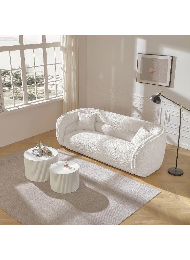 Comfynest Curved Cloud Sofa, Luxury Teddy Fleece Oversized Sectional 3-Seater with 2 Pillows, Minimalist Modular Boucle Fabric Loveseat for Living Room, Office, Dorm, or Salon - Image 1