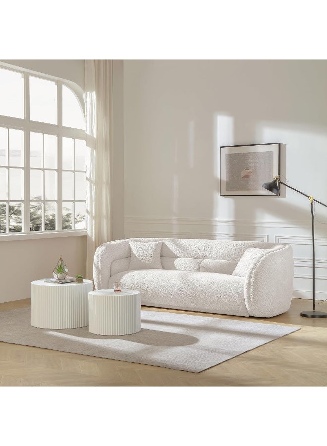 Comfynest Curved Cloud Sofa, Luxury Teddy Fleece Oversized Sectional 3-Seater with 2 Pillows, Minimalist Modular Boucle Fabric Loveseat for Living Room, Office, Dorm, or Salon - Image 2