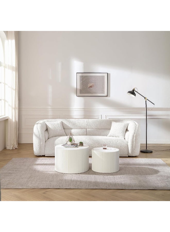 Comfynest Curved Cloud Sofa, Luxury Teddy Fleece Oversized Sectional 3-Seater with 2 Pillows, Minimalist Modular Boucle Fabric Loveseat for Living Room, Office, Dorm, or Salon - Image 3