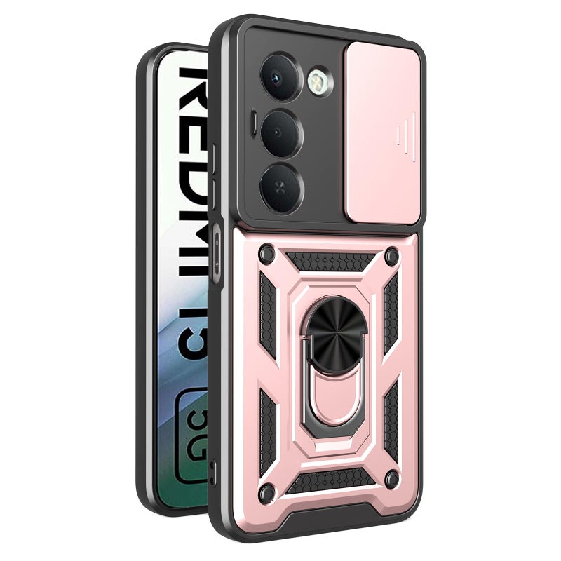 erorex For Redmi 15 5G Global/15 4G SEA 169mm Sliding Camera Cover Design TPU+PC Phone Case(Rose Gold) - Image 1