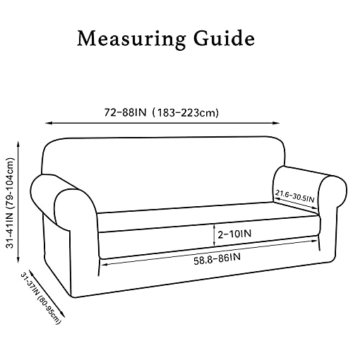 Turquoize Stretch Sofa Slipcover 2 Pieces Sofa Cover Couch Cover for 3 Cushion Couch Washable Furniture Protector Covers with Elastic Bottom Feature Thick Jacquard Fabric (Sofa, Sand) - Image 2