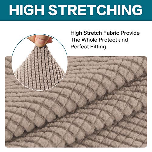 Turquoize Stretch Sofa Slipcover 2 Pieces Sofa Cover Couch Cover for 3 Cushion Couch Washable Furniture Protector Covers with Elastic Bottom Feature Thick Jacquard Fabric (Sofa, Sand) - Image 5
