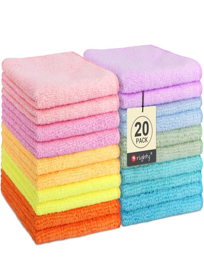 Orighty Washcloths, 20 Pack Microfiber Face Towels, Highly Absorbent and Soft Feel Wash Cloths & Hand Towels for Bathroom, Hotel, Spa, and Gym, 11.5x11.5 Inch, Multicolor - Image 1