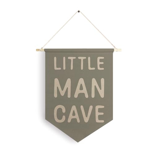 Qpenm Little Man Cave Hanging Wall Canvas Banner Kids Playroom Hanging Pennant Flag Prints Nursery Boy Wall Decor Baby Boy Wall Art posterprints - Image 1