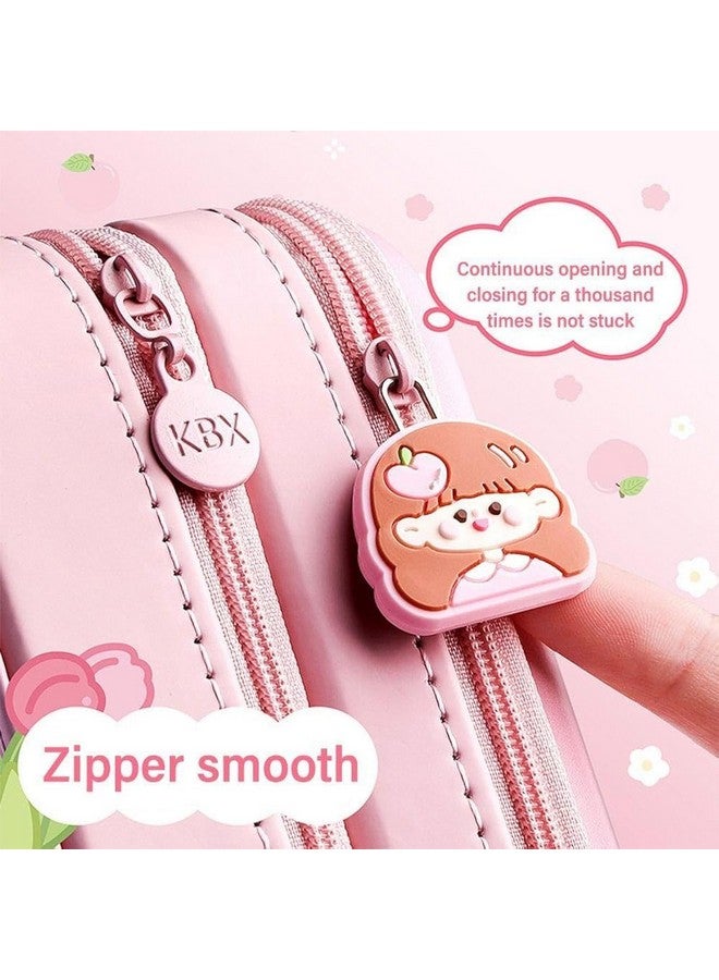 تيمسون حافظة أقلام تيمسون مزدوجة الطبقات بتصميم ثلاثي الأبعاد على شكل فتاة لطيفة للأطفال، مزودة بجيب كبير متعدد الوظائف لتنظيم أدوات القرطاسية للمدرسة (KBX-1062-MW) (أرجواني) - Image 4