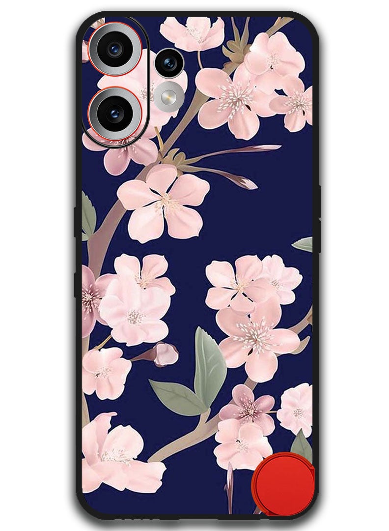 Theodor Case Compatible with Nothing CMF Phone 2 Pro 6.77 Inch Protection Shockproof Bumper Cover Pink Flowers In Blue Background - Image 1