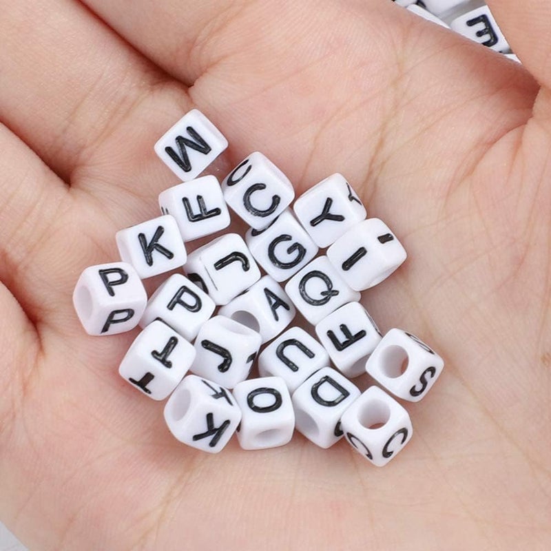 QUEFE 1440pcs Acrylic Letter Beads White Cube Sorted Alphabet Beads for Jewelry Making, Bracelets, Necklaces, Key Chains (6 x 6mm) - Image 4