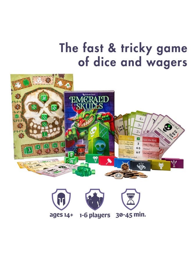 Thunderworks Games - Emerald Skulls | Dice Game with Real-time Betting | Push Your Luck Strategy Board Game | Fast Action Casino-style Group Play | Family Game for 1-6 Players, Ages 14+, 30-45 Minutes - Image 2