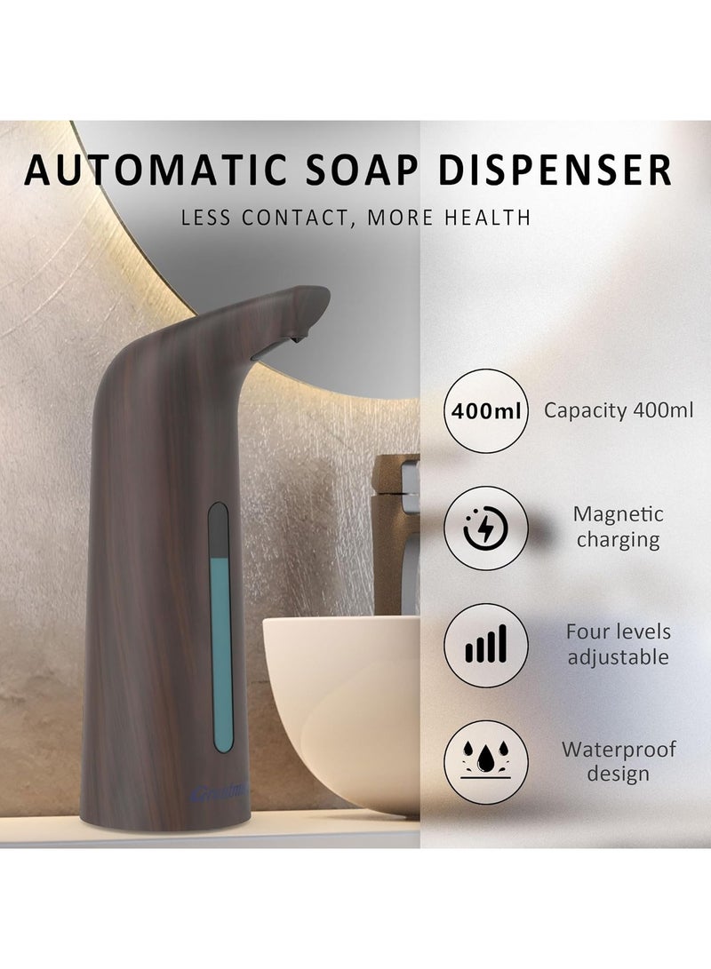 عام موزع صابون أوتوماتيكي - مضخة معقم يدين غير تلامسية بـ 4 مستويات قابلة للتعديل مع مستشعر الأشعة تحت الحمراء، موزع صابون كهربائي بسعة 400 مل لوضع المنضدة، مناسب للحمامات والمطابخ - Image 2