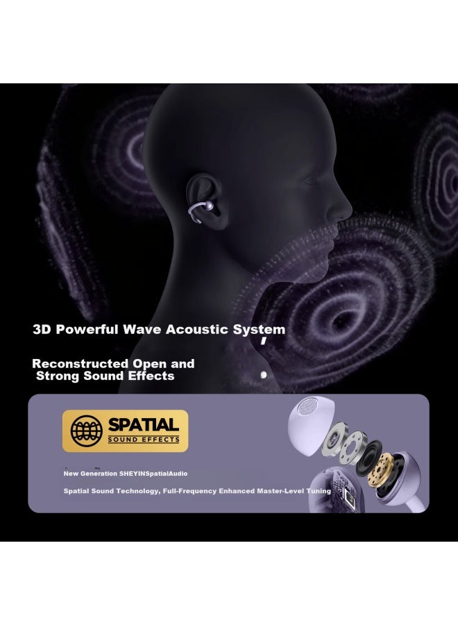 Sheyin S5 Clip-on Bluetooth Earphones Open Air Conduction Non-in-ear Sport Ear Hook Long-wear Comfortable Compatible With Apple Huawei Phones - Luminous Purple - Image 4