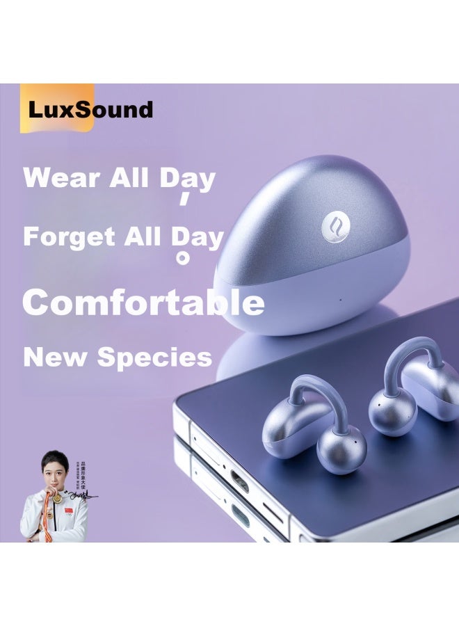 Sheyin S5 Clip-on Bluetooth Earphones Open Air Conduction Non-in-ear Sport Ear Hook Long-wear Comfortable Compatible With Apple Huawei Phones - Luminous Purple - Image 1