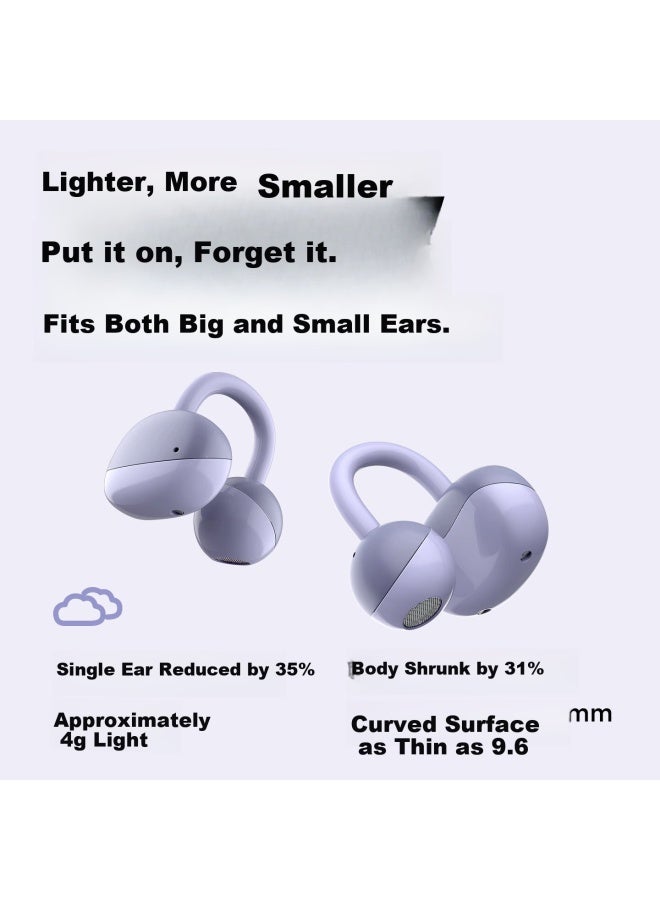 Sheyin S5 Clip-on Bluetooth Earphones Open Air Conduction Non-in-ear Sport Ear Hook Long-wear Comfortable Compatible With Apple Huawei Phones - Luminous Purple - Image 2