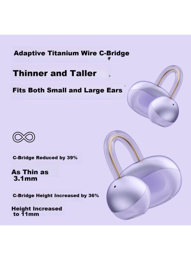 Sheyin S5 Clip-on Bluetooth Earphones Open Air Conduction Non-in-ear Sport Ear Hook Long-wear Comfortable Compatible With Apple Huawei Phones - Luminous Purple - Image 3