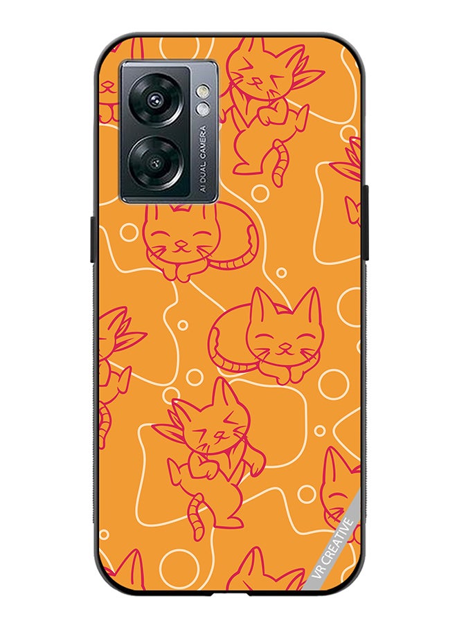 VR CREATIVE Protective Case Cover For Oppo A57 5G Chilling Cat Pattern Design Multicolour - Image 1