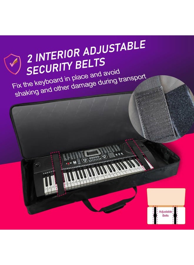 Ruibo 61 Key Keyboard Gig Bag Case,Portable Durable Keyboard Piano Waterproof 600D Oxford Cloth with 10mm Cotton Padded Case Gig Bag 40"x16"x6" / Black+Red - Image 3