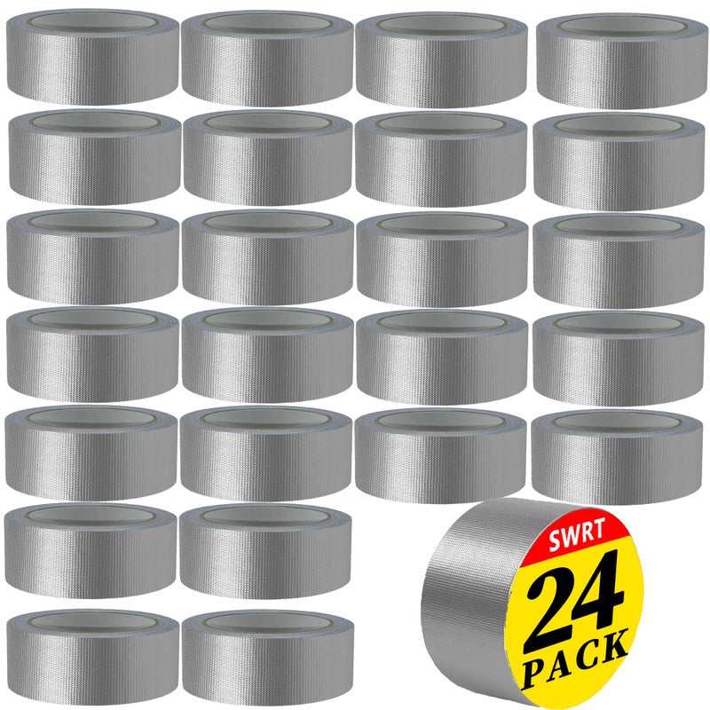 SWRT 24-Pack Silver Heavy Duty Duct Tape Strong Adhesive, 2 Inch x 720 Yd Duct Heavy Duty Waterproof All Weather Gray Duct Tape No Residue Sealing & Patching for Indoor&Outdoor Repair - Image 1