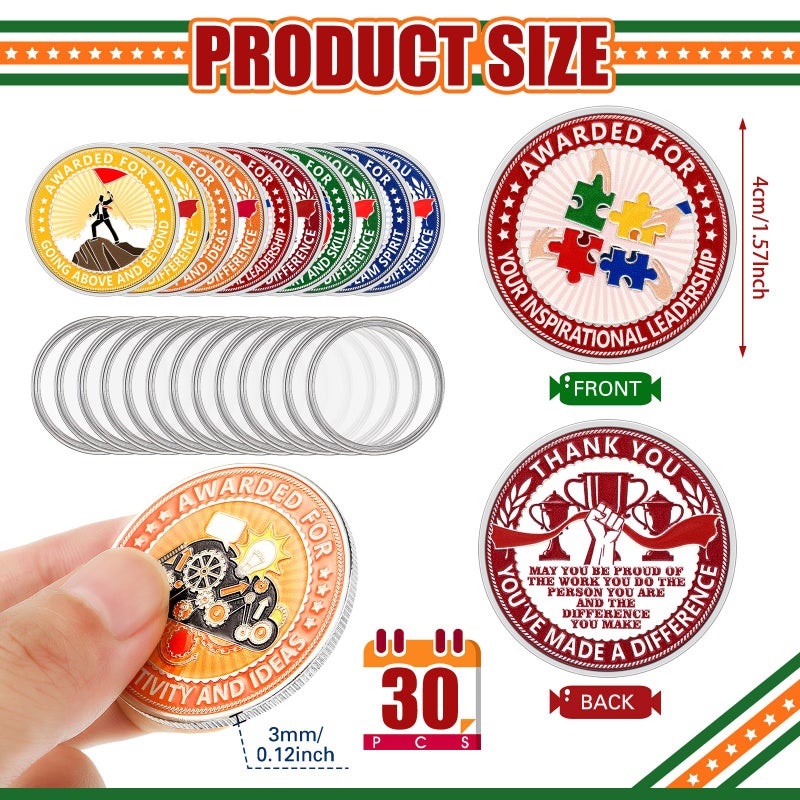 Siifert 30 Pcs Appreciation Coins Set Encouragement Challenge Inspirational Thank You Coin Motivational Recognition Gift Bulk for Employees Coworker Staff Gifts(Appreciation) - Image 2