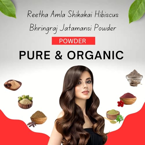 BrijBooti Mahavir Reetha Amla Shikakai Bhringraj Hibiscus Jatamansi Powder 300 Gr - Image 4