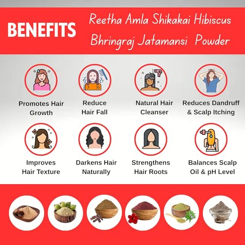 BrijBooti Mahavir Reetha Amla Shikakai Bhringraj Hibiscus Jatamansi Powder 300 Gr - Image 2