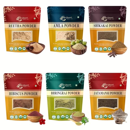 BrijBooti Mahavir Reetha Amla Shikakai Bhringraj Hibiscus Jatamansi Powder 300 Gr - Image 1