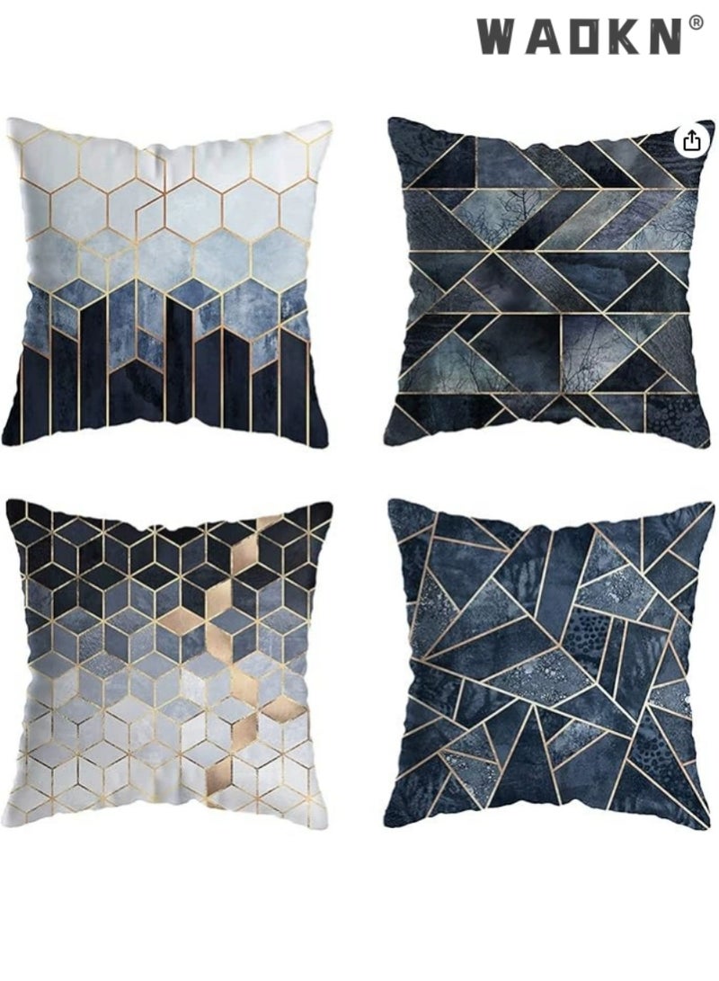 WAOKN Marble Geometric Pillow Covers,Colorful Gradient Throw Pillow Covers Square Cushion Case Soft Pillowcases, 18x18 inch for Home Decor Set of 4 for Sofa Couch Car Bedroom Indoor Decor - Image 1