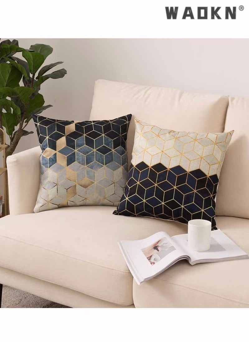 WAOKN Marble Geometric Pillow Covers,Colorful Gradient Throw Pillow Covers Square Cushion Case Soft Pillowcases, 18x18 inch for Home Decor Set of 4 for Sofa Couch Car Bedroom Indoor Decor - Image 2