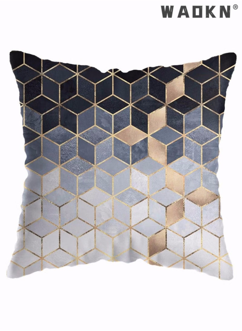 WAOKN Marble Geometric Pillow Covers,Colorful Gradient Throw Pillow Covers Square Cushion Case Soft Pillowcases, 18x18 inch for Home Decor Set of 4 for Sofa Couch Car Bedroom Indoor Decor - Image 4