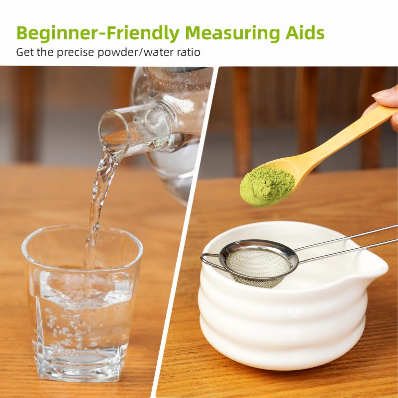 Odaserat Matcha Whisk Set, 7 Pcs Matcha Kit, Premium Ceramic Matcha Set, Whisk and Bowl, Sifter, Cup Holder, Bamboo Scoop, Tea Plucking, Tea Towel, Matcha Lovers (White) - Image 3