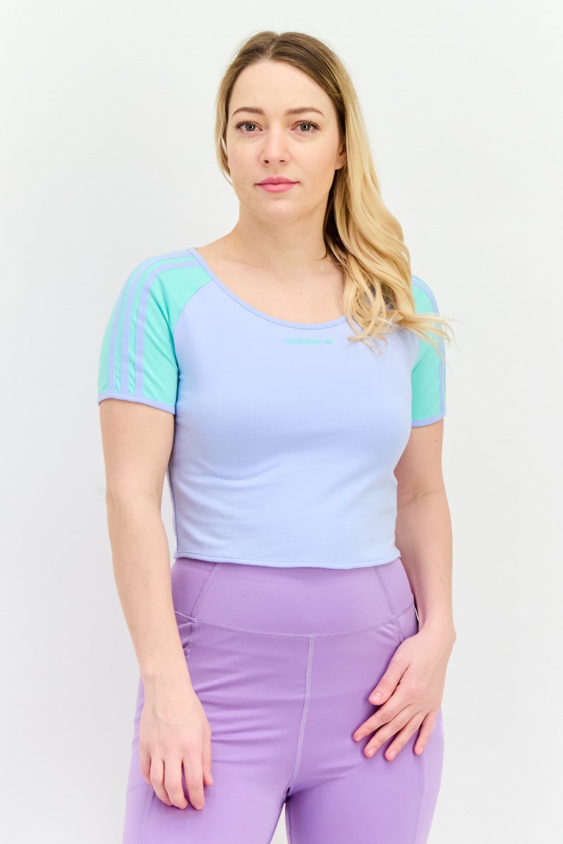 Adidas Women Sportswear Fit Short Sleeve Outdoor Top, Light Blue  - Image 1