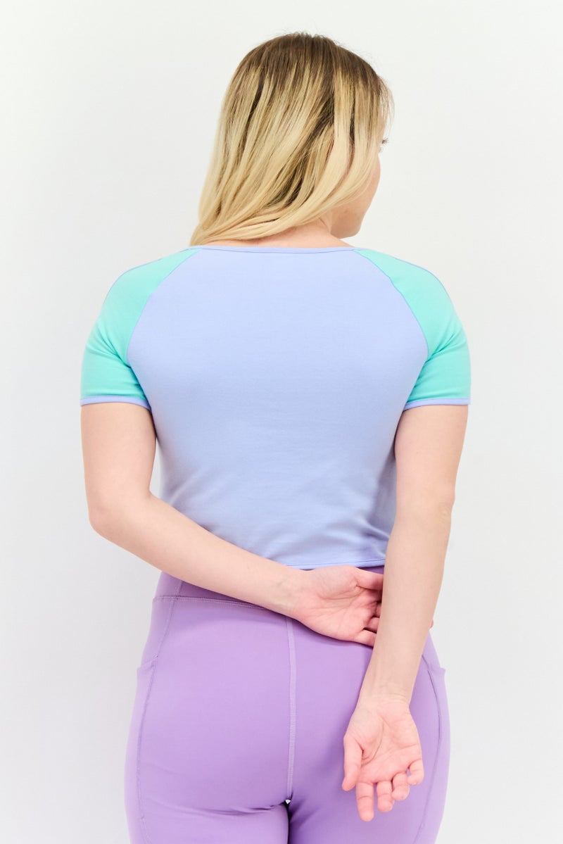Adidas Women Sportswear Fit Short Sleeve Outdoor Top, Light Blue  - Image 4