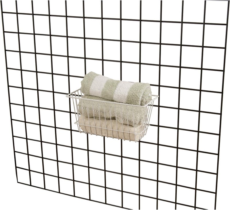 Econoco - White Multi-Fit Narrow Wire Basket for Slatwall, Pegboard or Gridwall (Set of 6) Metal Semi-Gloss Basket, White - Image 4