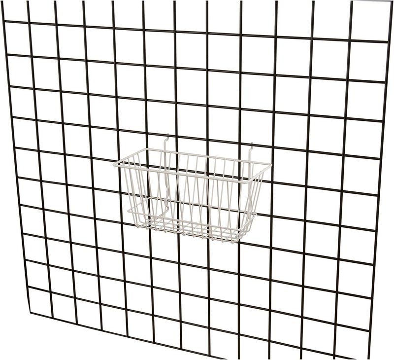 Econoco - White Multi-Fit Narrow Wire Basket for Slatwall, Pegboard or Gridwall (Set of 6) Metal Semi-Gloss Basket, White - Image 3