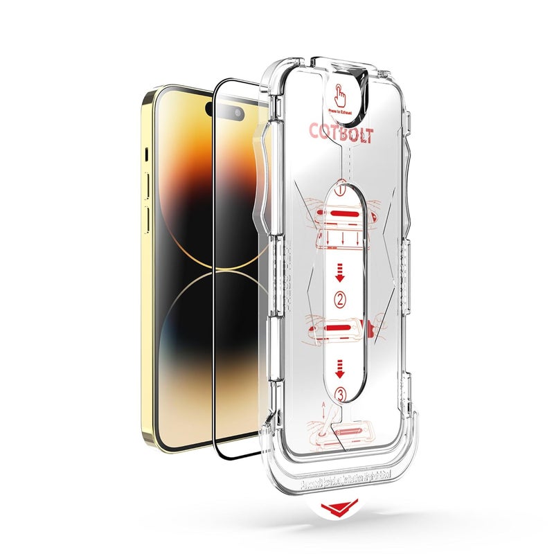 Cotbolt Tempered Glass for iPhone 14 Pro Tempered Glass Screen Protector with (Easy Installation Kit) Anti Scratch, Bubble Free - Image 1