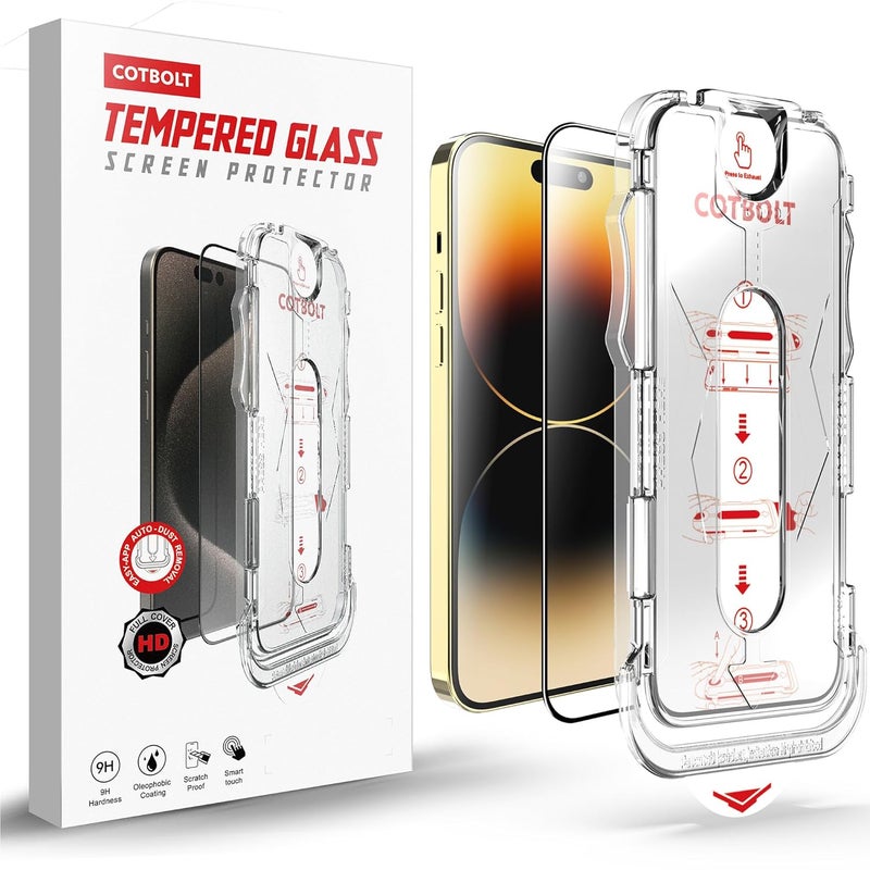 Cotbolt Tempered Glass for iPhone 14 Pro Tempered Glass Screen Protector with (Easy Installation Kit) Anti Scratch, Bubble Free - Image 3