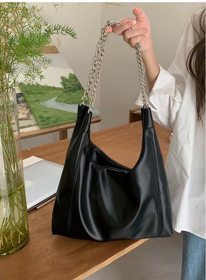 كان واي حقيبة كتف نسائية واحدة متعددة الاستخدامات حقيبة محمولة مع سلسلة ذات سعة كبيرة وحزام حمل حقيبة كتف جلدية ناعمة عصرية - Image 1