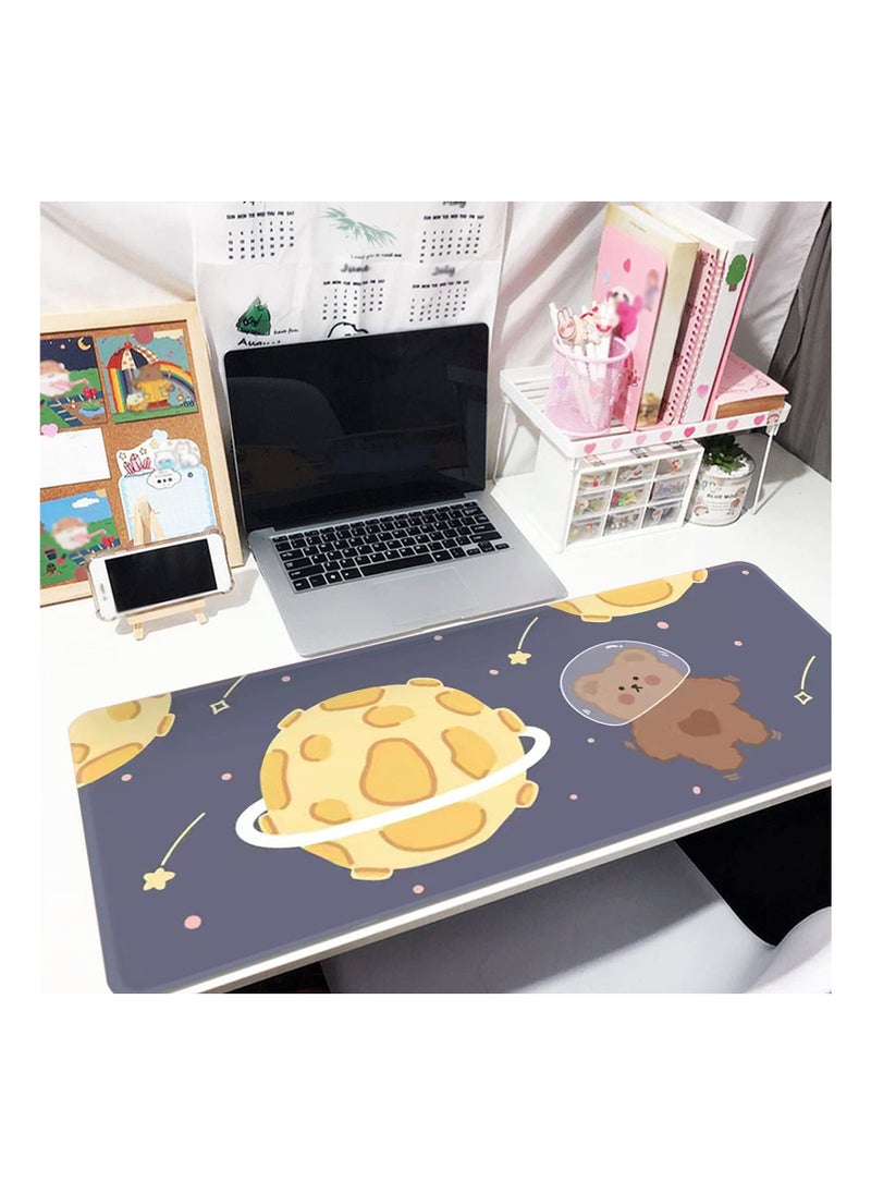 Mouse Pad Desk Gaming Accessories Astronaut Bear Mouse Pad,  Astronaut Bear Office Decor Desk Mousepad Large, 80x30x0.2cm Extended Keyboard Mousepad With Stitched Edges Non-Slip Rubber