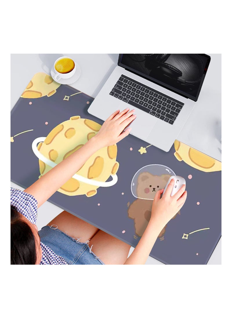 Mouse Pad Desk Gaming Accessories Astronaut Bear Mouse Pad,  Astronaut Bear Office Decor Desk Mousepad Large, 80x30x0.2cm Extended Keyboard Mousepad With Stitched Edges Non-Slip Rubber