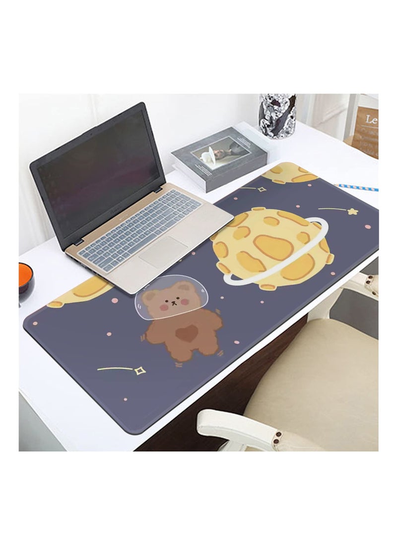 Mouse Pad Desk Gaming Accessories Astronaut Bear Mouse Pad,  Astronaut Bear Office Decor Desk Mousepad Large, 80x30x0.2cm Extended Keyboard Mousepad With Stitched Edges Non-Slip Rubber