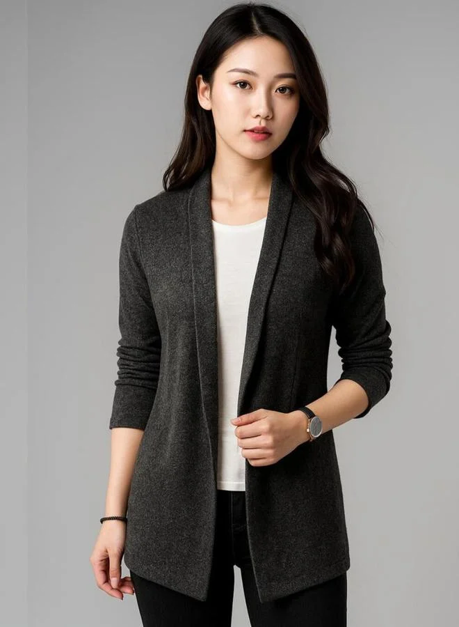 PAUSE Pause Women Charcoal Open-Front Solid Shrug