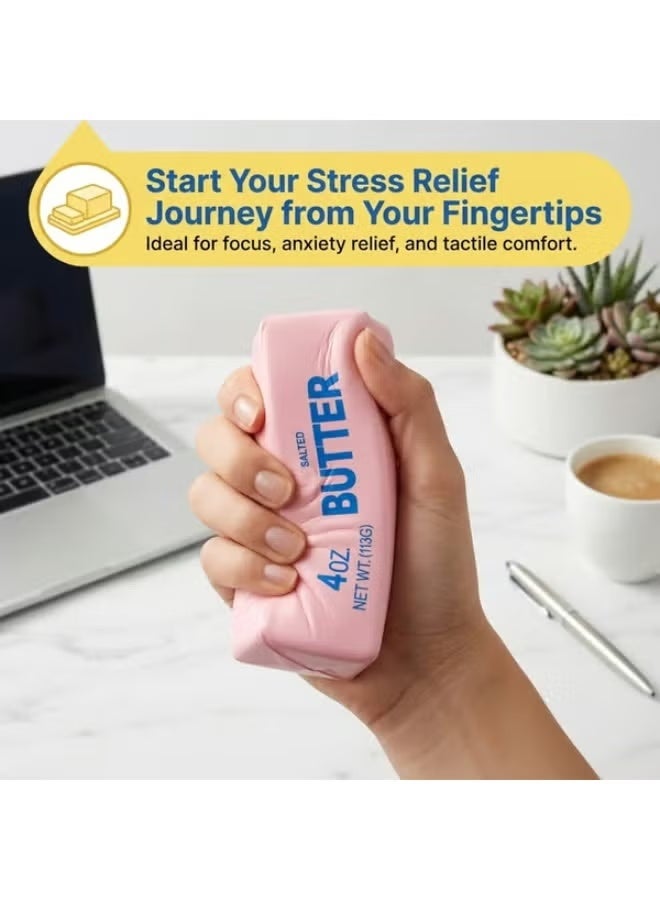 Butter Squishy Slow Rising Stress Relief Toy, 4oz Realistic Salted Butter Squeeze Toy, Soft PU Foam Decompression Fidget Toy for Kids & Adults, Novelty Gag Gift & Desk Companion - Image 4